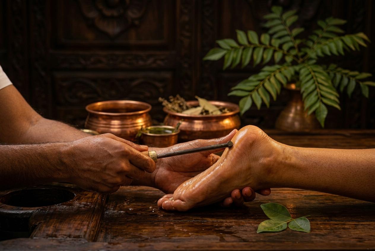 Agnikarmam Ayurveda treatment at Vaidya Vrindavanam, Haripad
