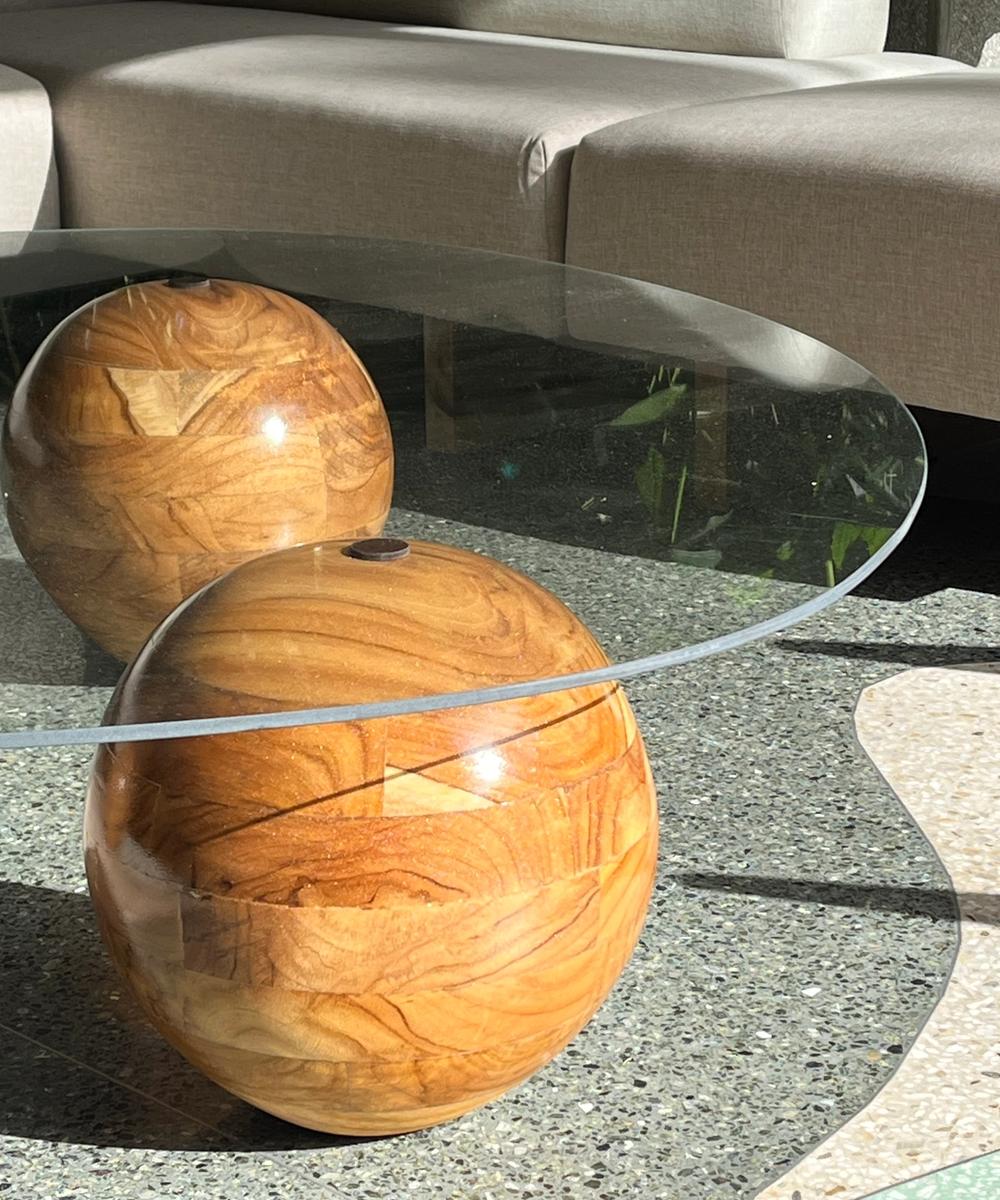 Mesa esferas de teca — 2