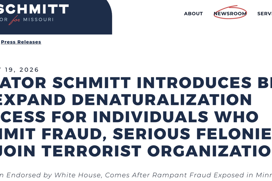 Oversight Project Endorses Senator Schmitt’s Critical Denaturalization Efforts