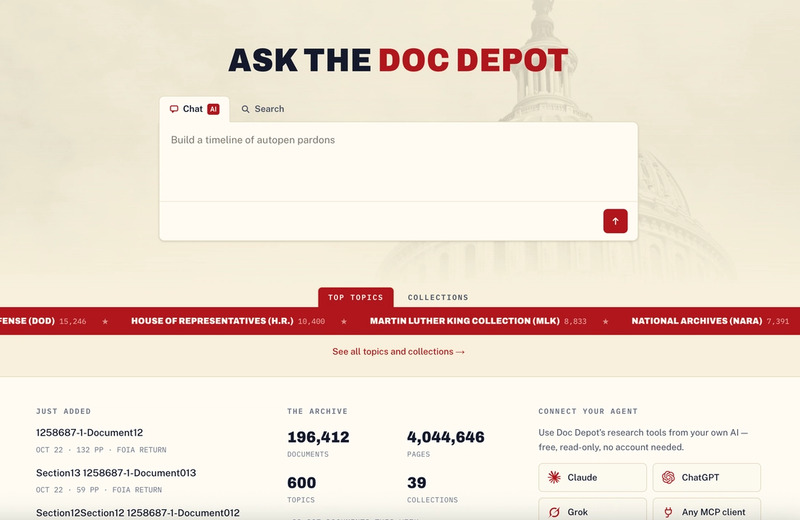 Oversight Project Empowers Citizen Investigators with DocDepot AI Toolkit