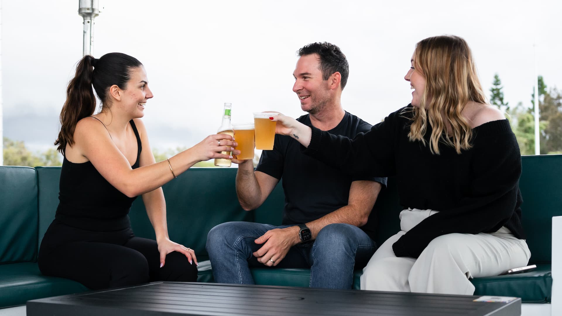People toasting drinks