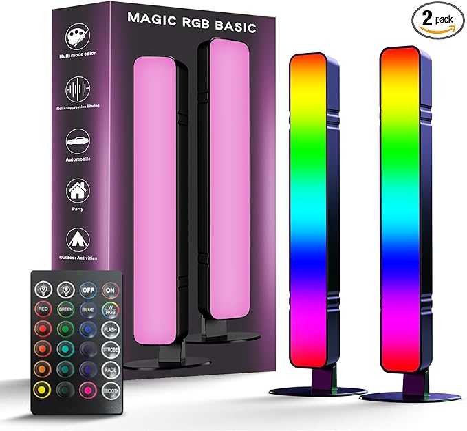 LED Light Bar, Music Sync RGB Light Bar, USB Ambient Lamp, Color Changing Gaming TV Backlight with Remote Control, 15 Dynamic Modes for Room Gaming Decoration