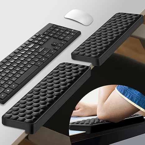 JIKIOU L-Shaped Desk Elbow Pad for Desk 2 Pack, Soft Memory Foam Elbow Support Padding with Non-Slip Base, Easy Typing Pain Relief Comfort for Office Work Gaming Black