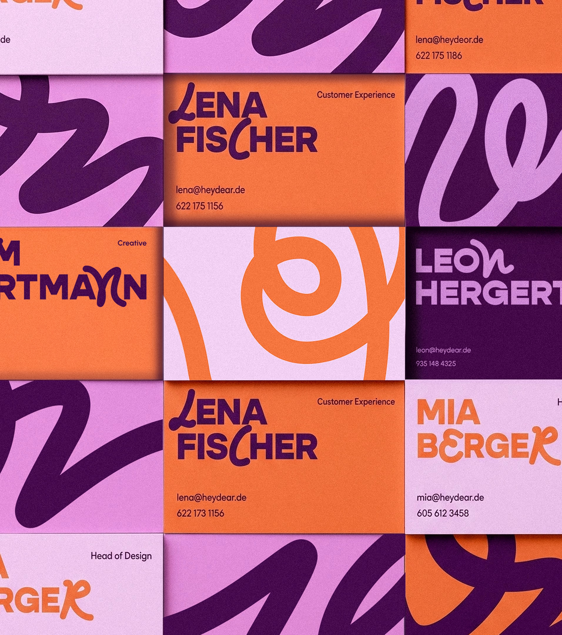 business cards designs front and back, flat lay