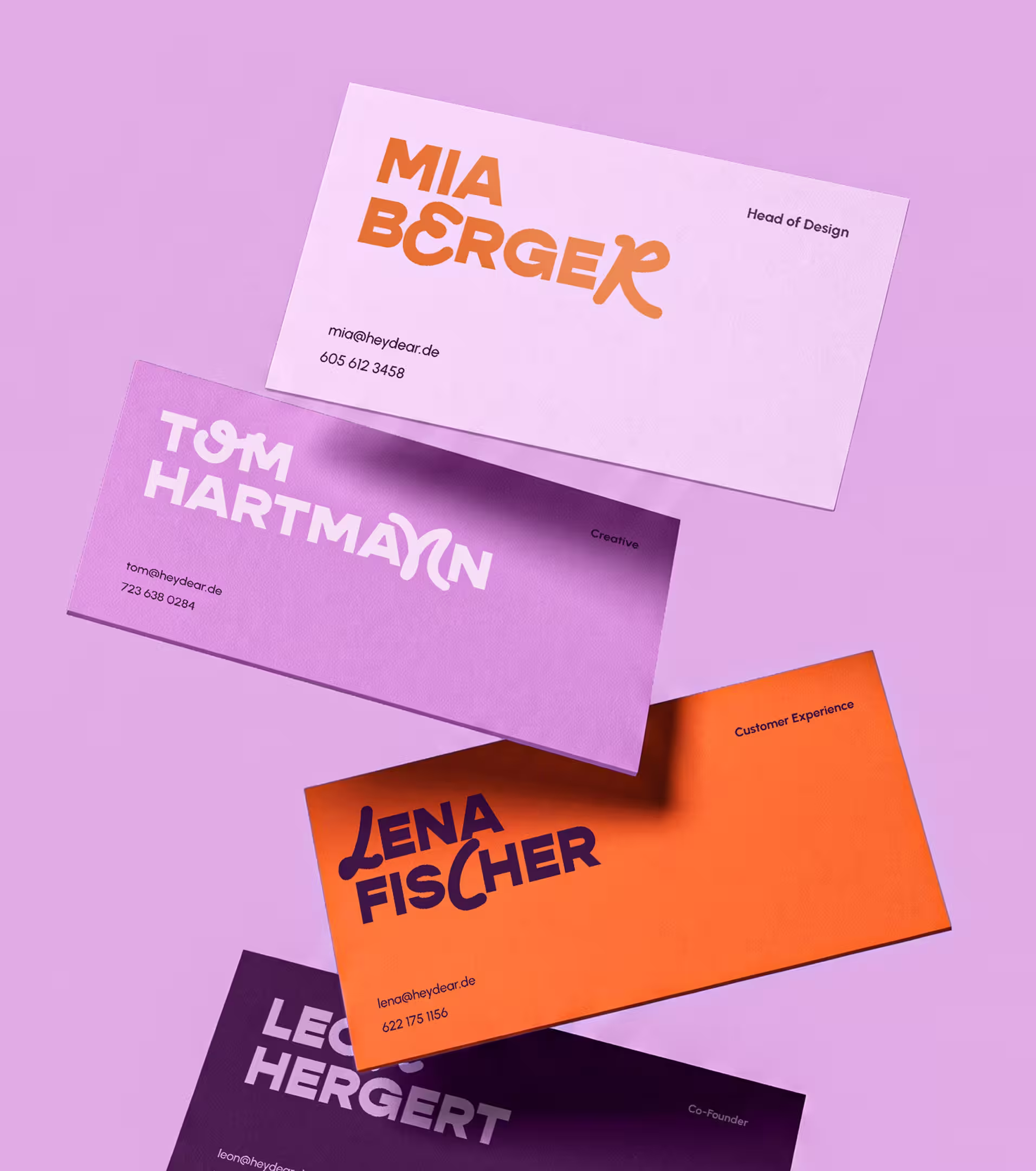 business cards floating