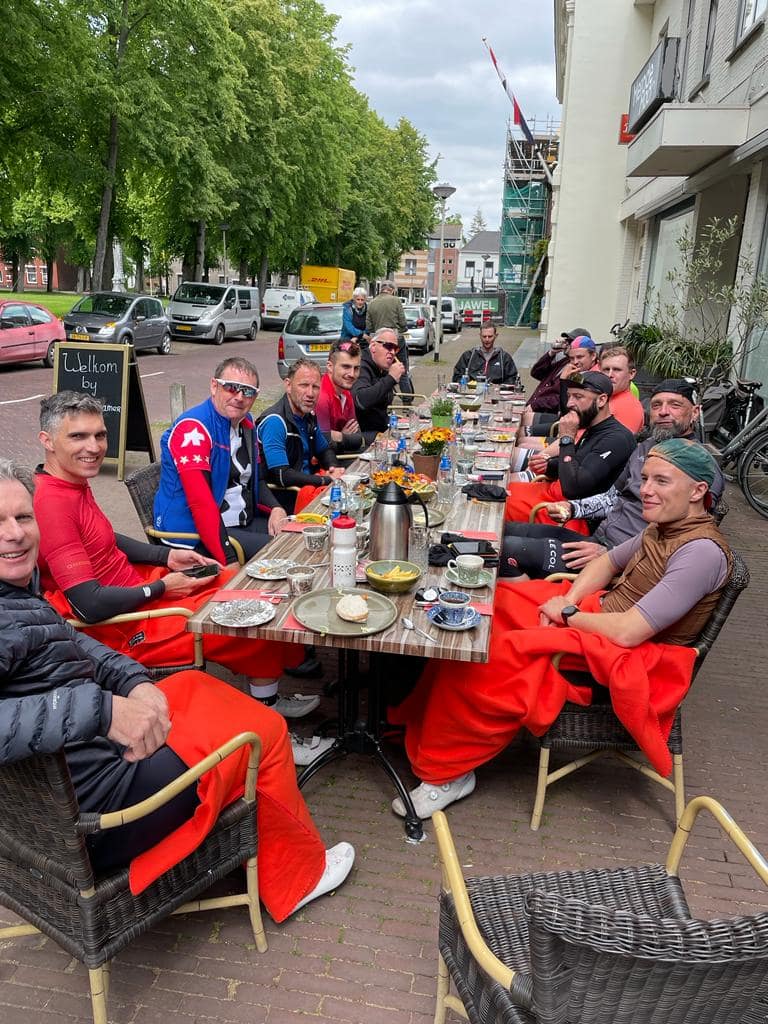 The group taking a break together