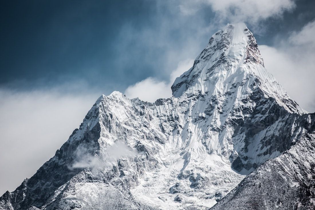 A dramatic snow-capped Himalayan peak