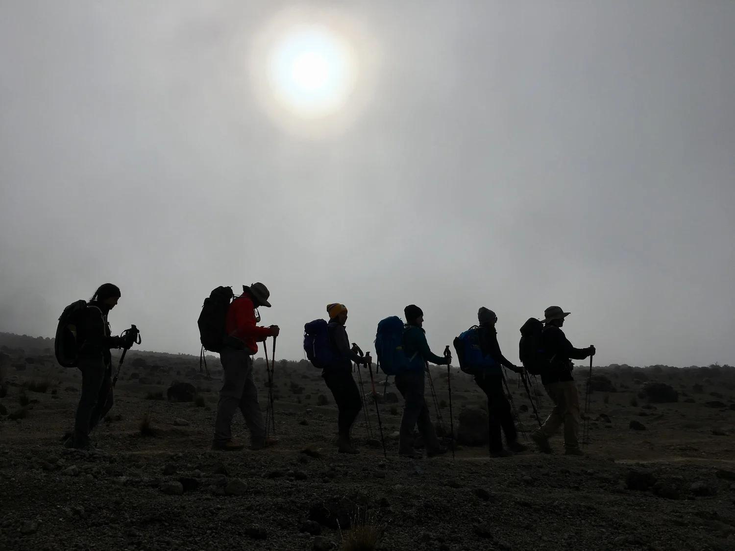 Silhouette Trekkers at Kilimanjaro 