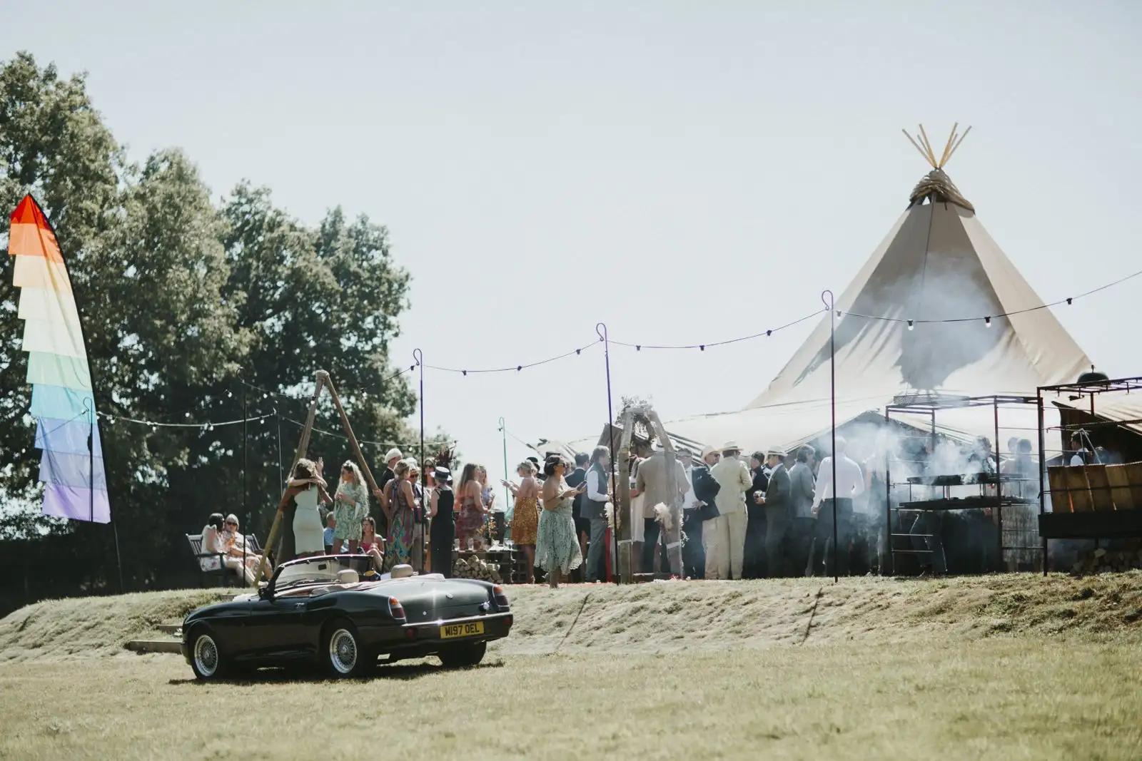 side view of event with car in foreground