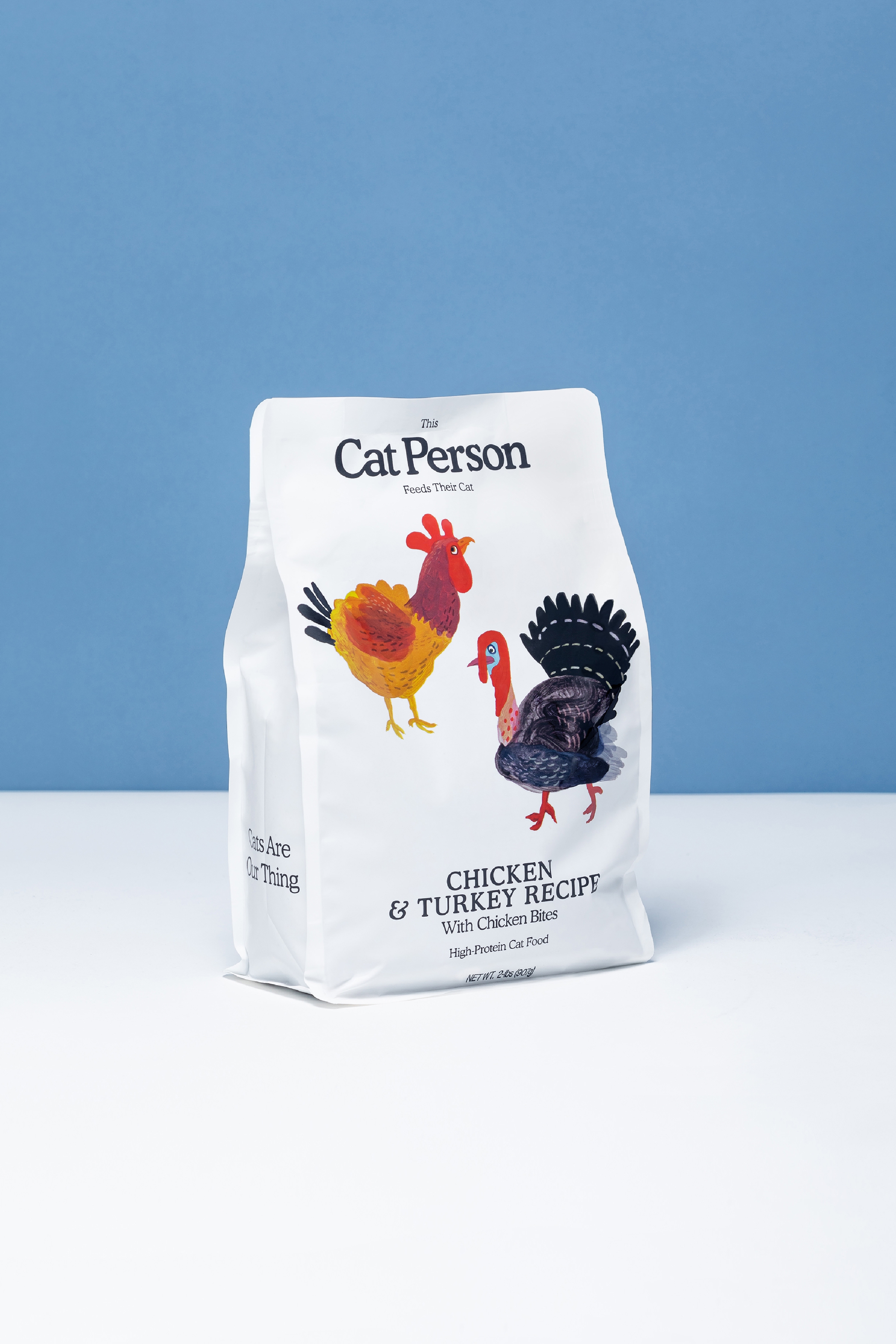 Bag of Cat Person chicken and turkey dry food