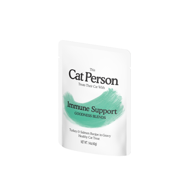 Pouch of Cat Person Immune Support Goodness Blends healthy cat treat