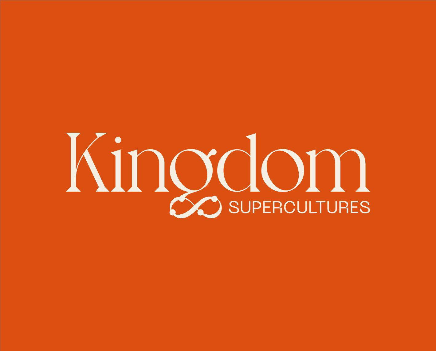 Kingdom Supercultures custom logo on orange background, branding by RoAndCo Studio