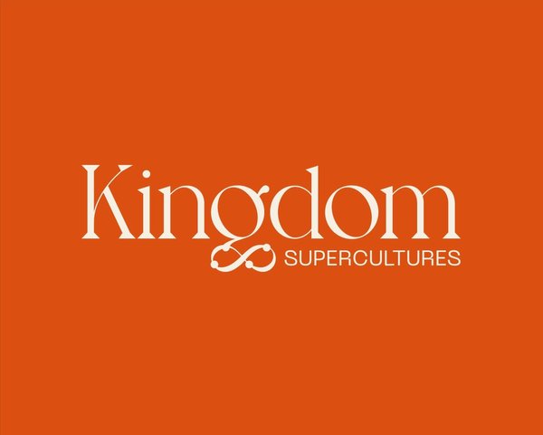 Kingdom Supercultures custom logo on orange background, branding by RoAndCo Studio