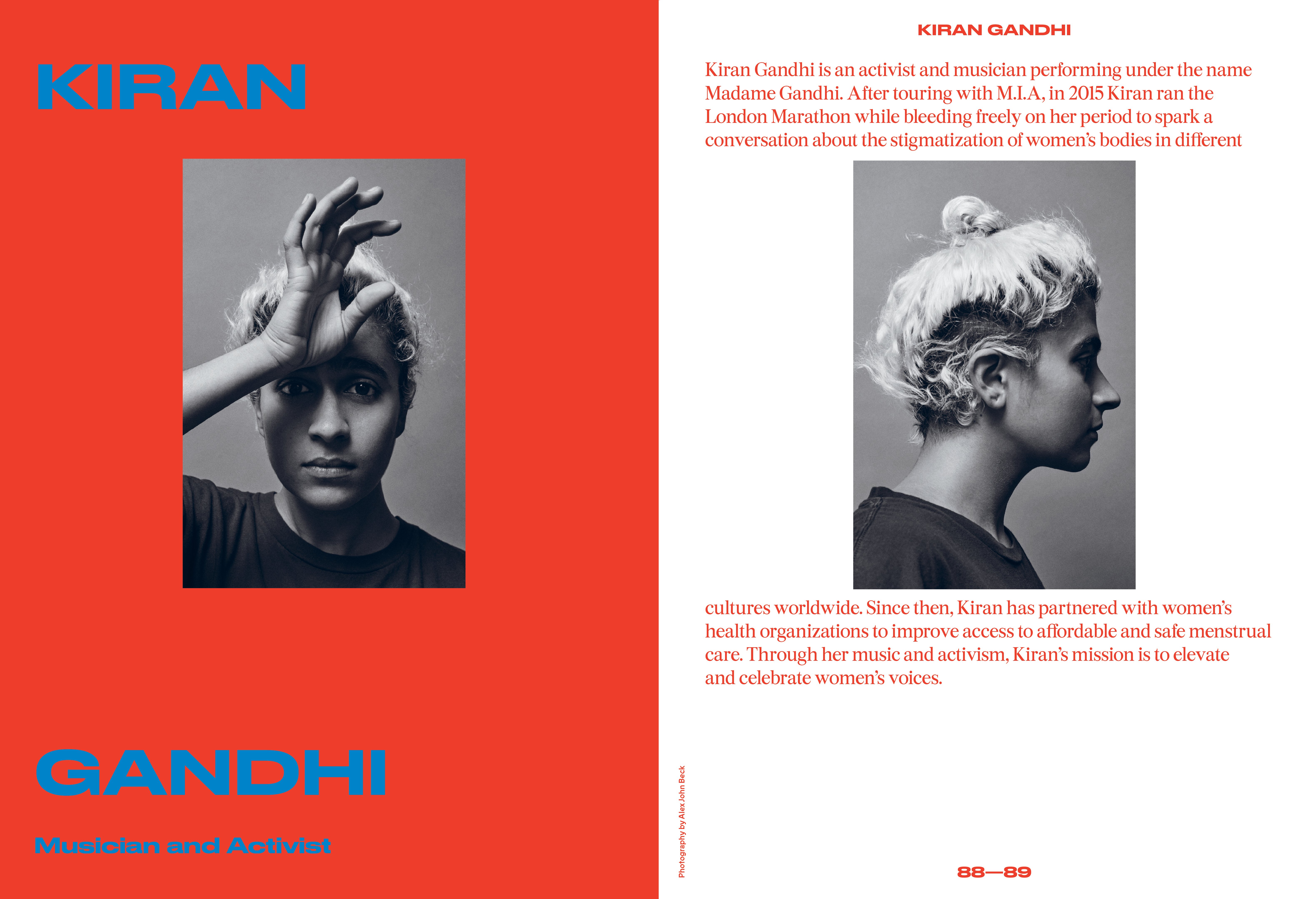 Activist and musician Kirian Gandhi portrait for Romance Journal Issue 02 Resistance. Publication design, art direction, print design, interviews by RoAndCo.