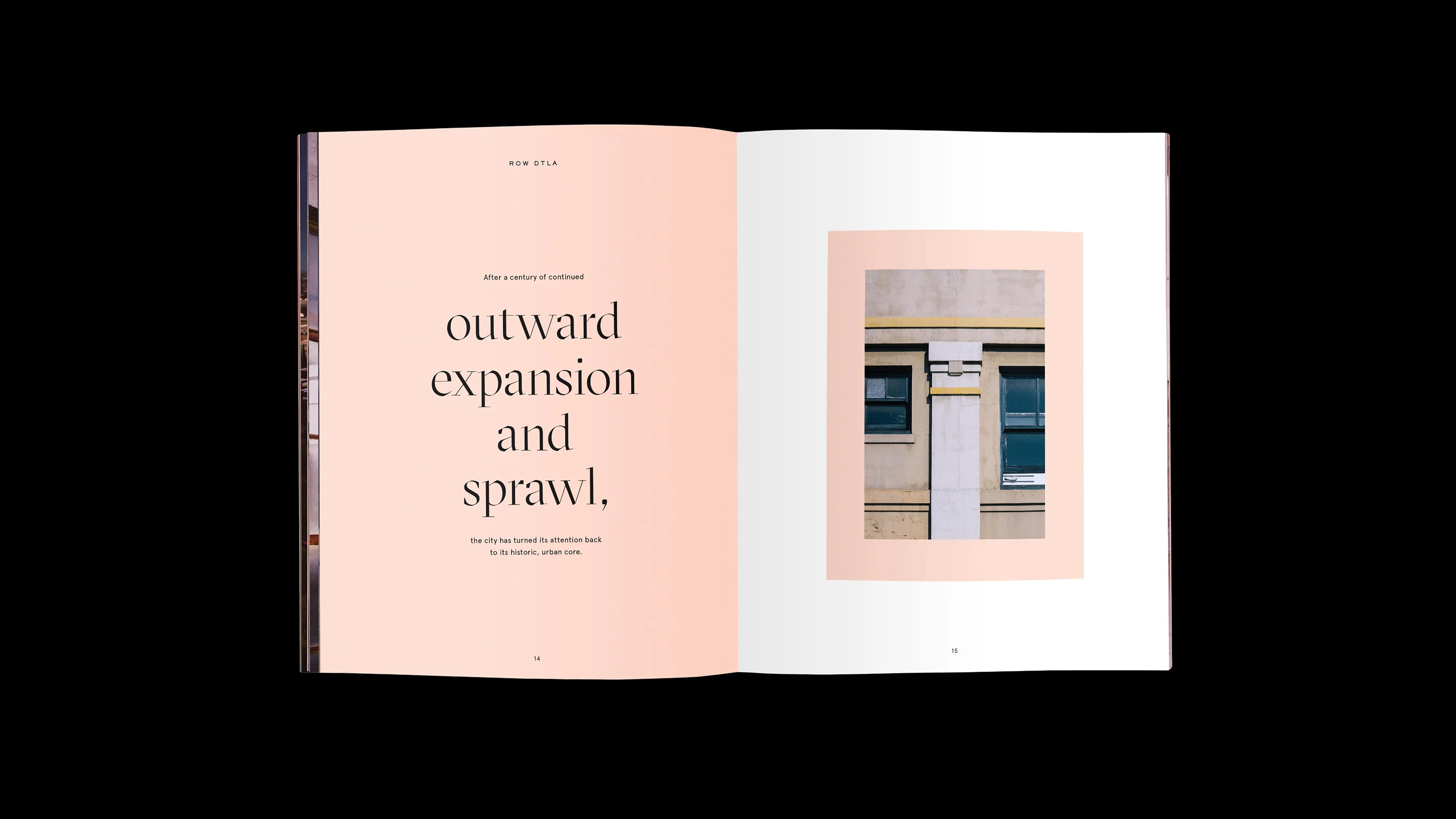 Row DTAL Brand Book interior spread, branding and print design by RoAndCo