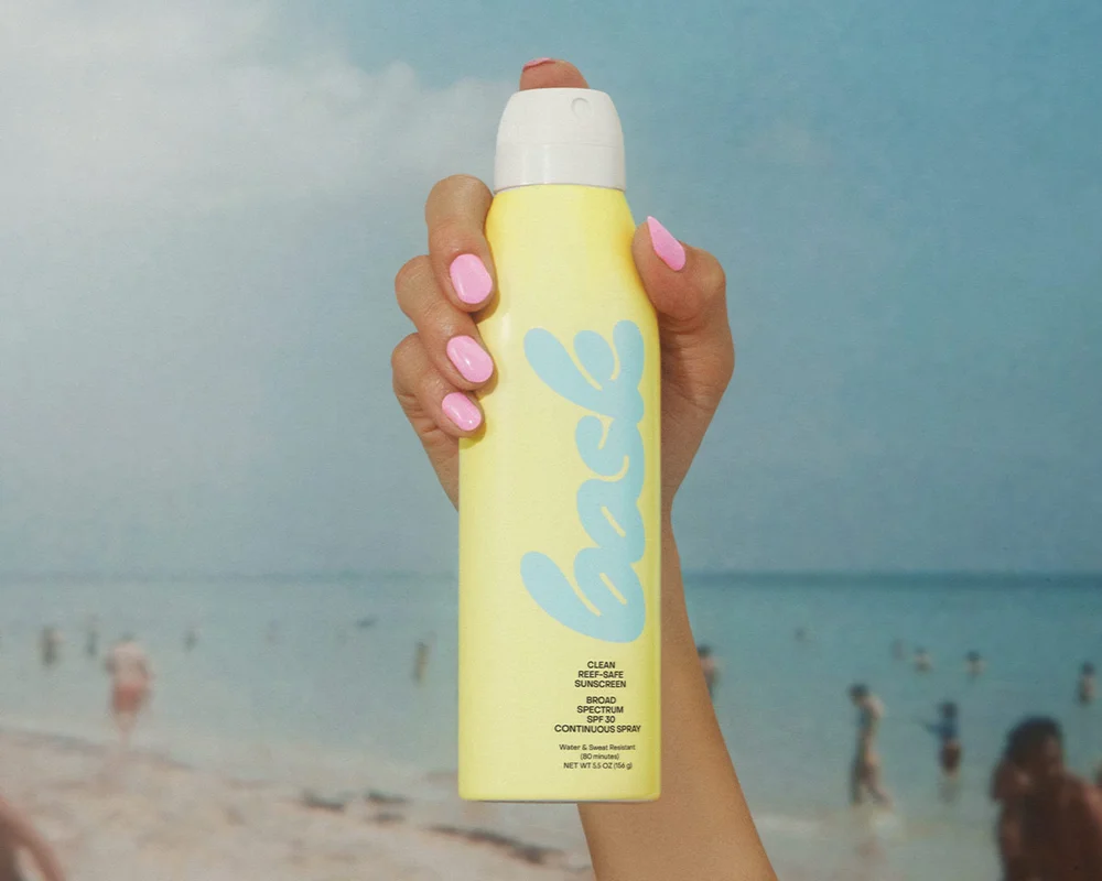 Bask Sunscreen SPF 30 at the Beach, branding and art direction by RoAndCo