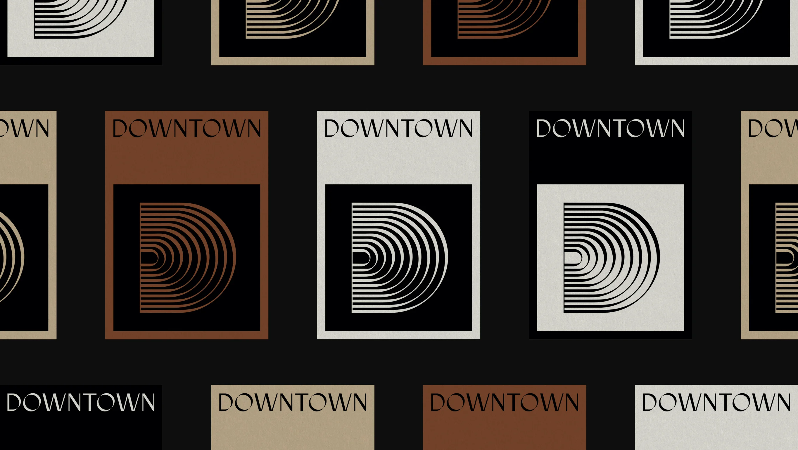 Downtown Music Group secondary mark prints, various posters featuring custom D secondary mark, designed by RoAndCo Studio