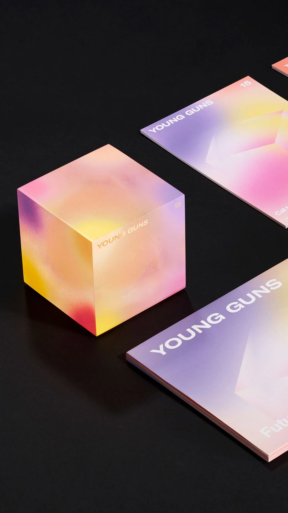 Young Guns printed materials in gradient color