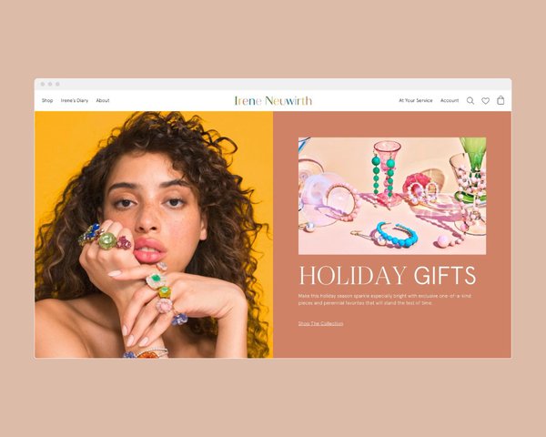 Irene Neuwirth website homepage. E-commerce design by RoAndCo