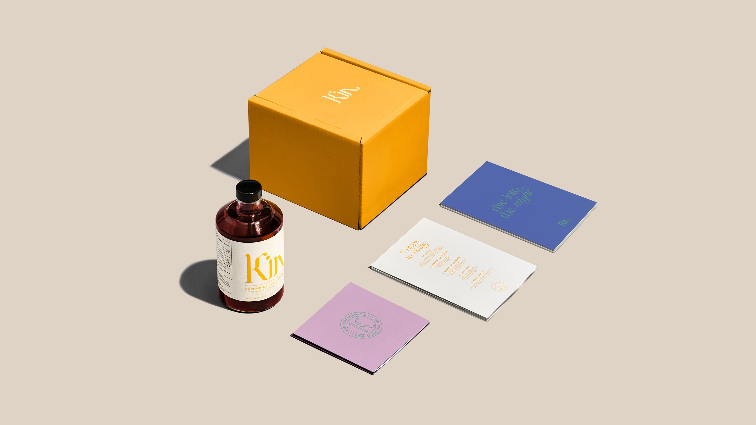 Kin Euphorics branding and packaging suite, in partnership with RoAndCo