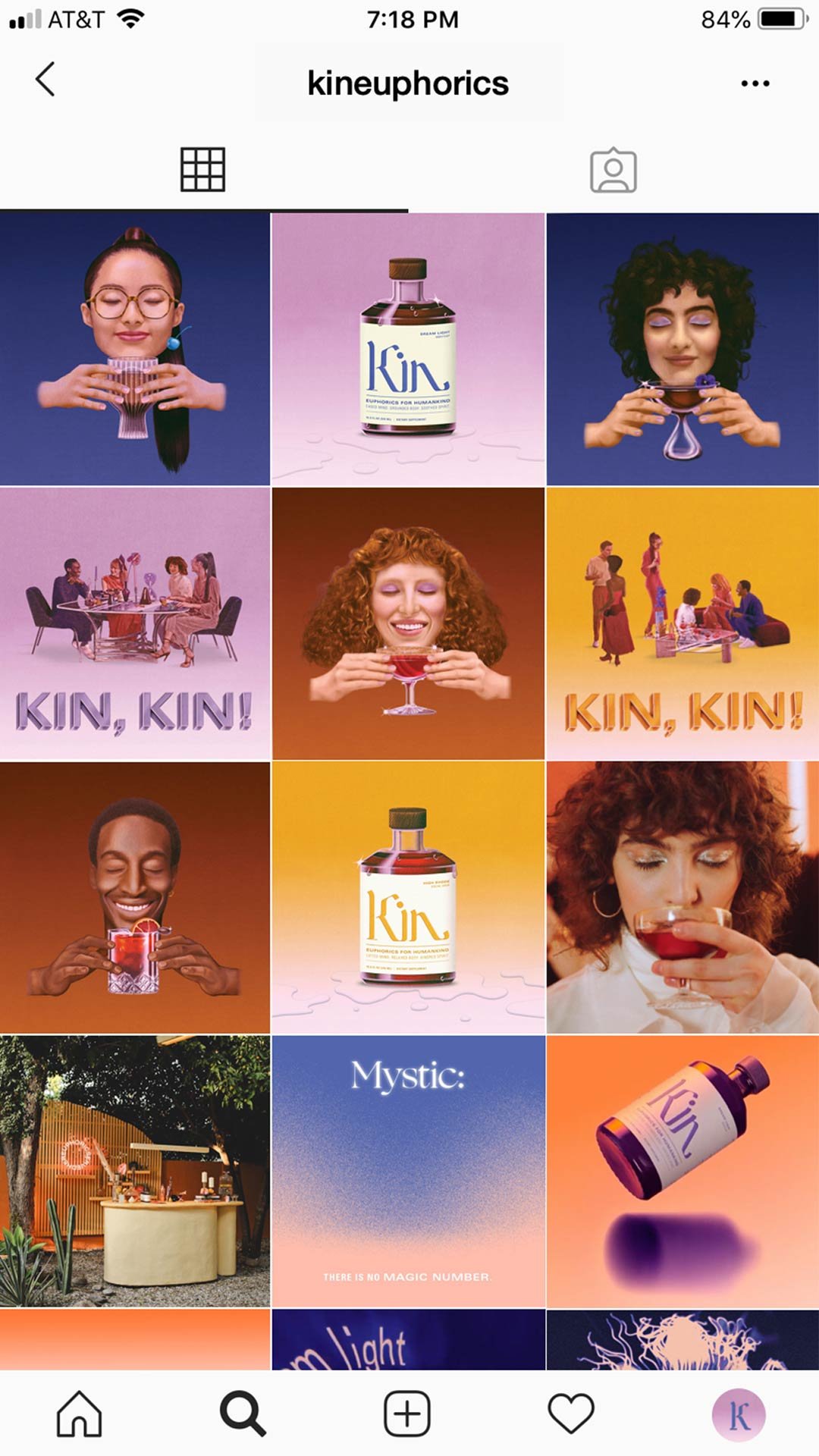 Kin Euphorics Campaign launch instagram grid. Campaign art direction and strategy by RoAndCo Studio