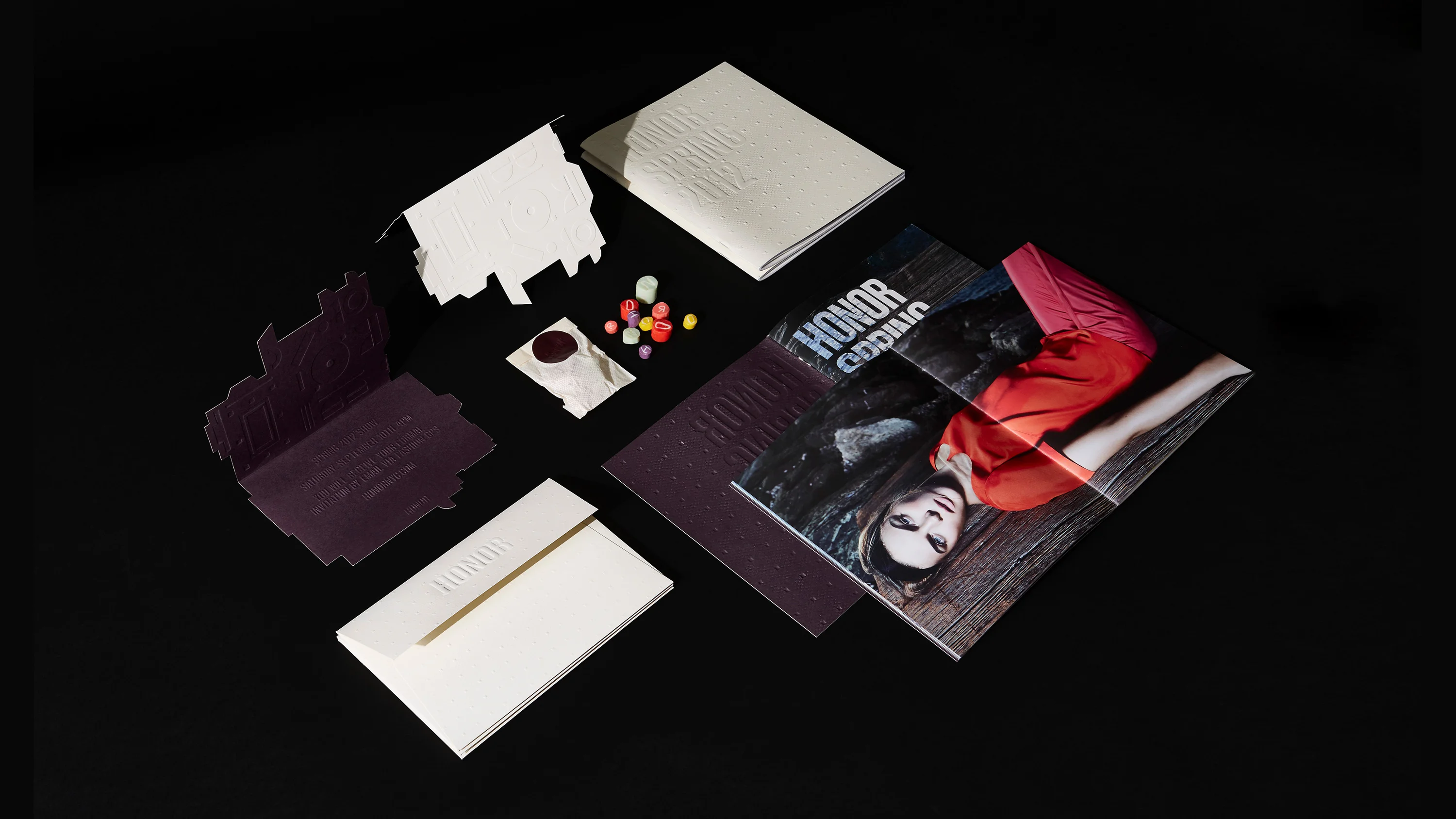 Various printed Honor stationary and posters, designed by RoAndCo