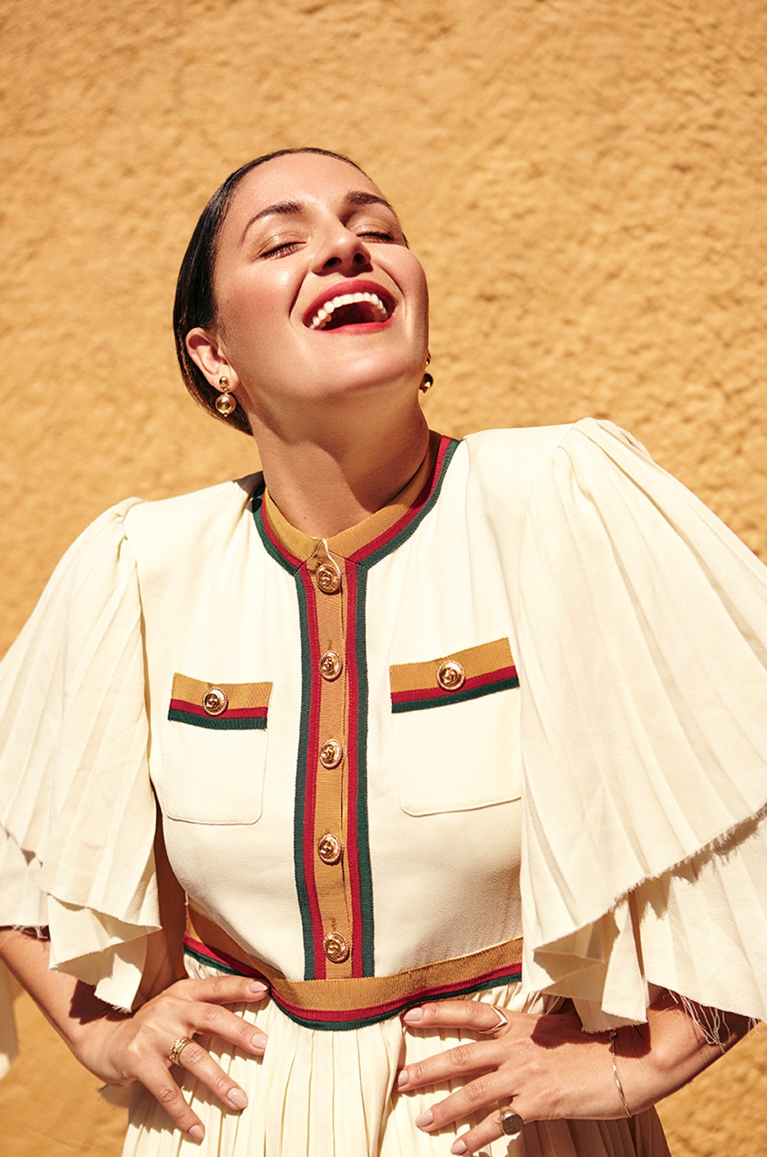 Portrait of Gina Correll, co-founder of Yola Mezcal, in Gucci dress for Romance Journal Issue 03. Publication design, art direction, print design by RoAndCo. RoAndCo partnership with Gucci