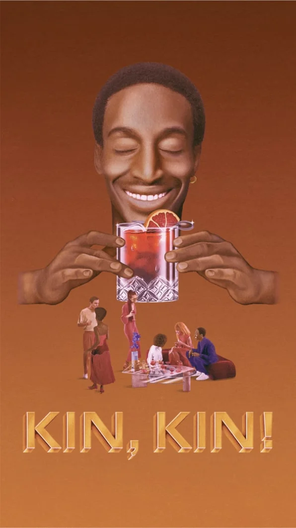 Kin Euphorics campaign ad illustrated by Robert Beatty. Campaign art direction and branding by RoAndCo