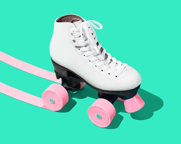 Google Play campaign ad – roller skate with bubblegum wheels. Campaign concept and Art Direction by RoAndCo