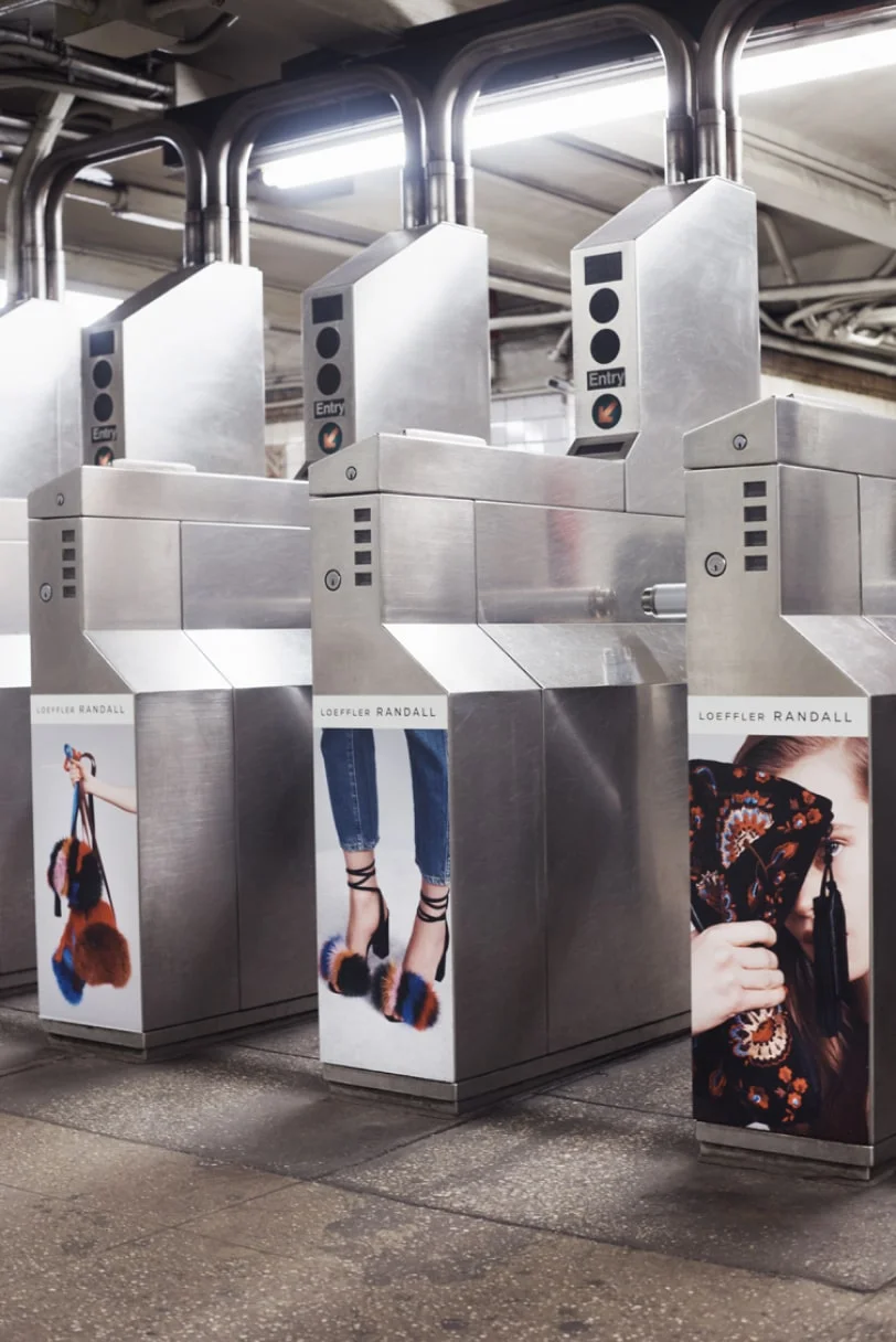 Loeffler Randall NYC subway ad takeover. Branding and Art direction by RoAndCo