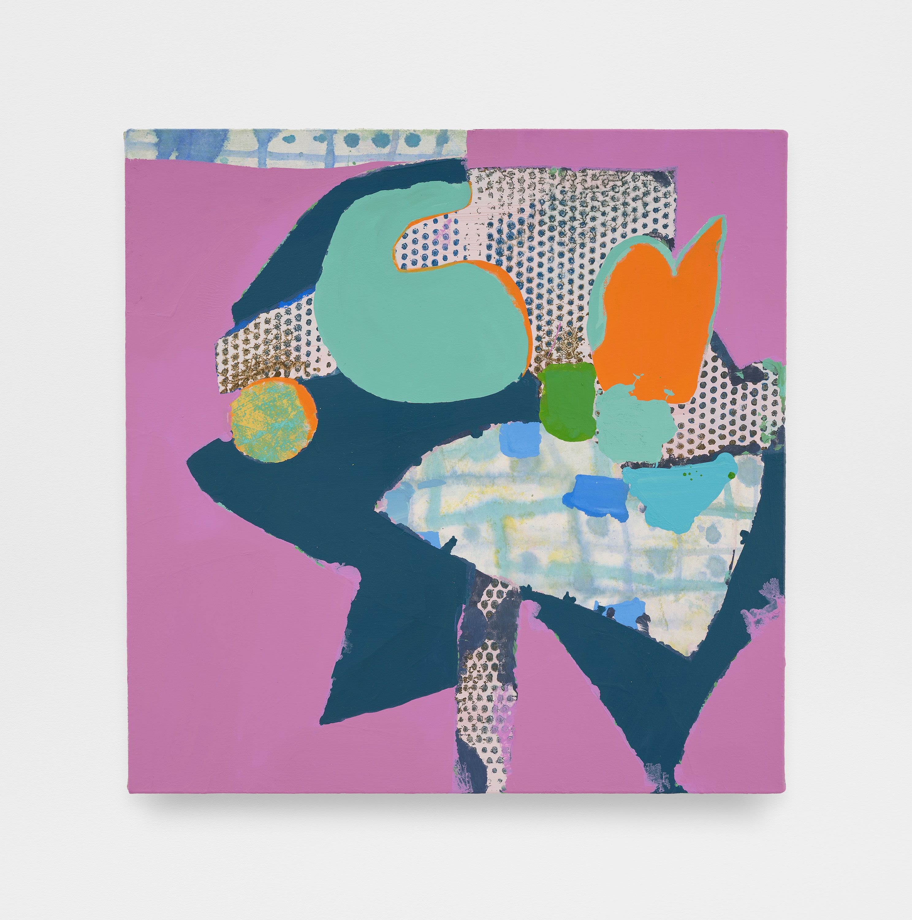 Almost Exactly, 2025, acrylic, flashe, gouache, on canvas 16 x 16 in.