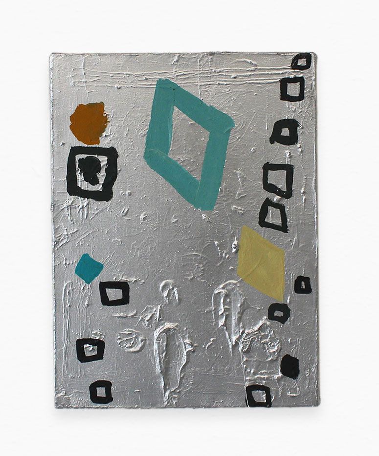 Hypnotic, 2018, oil and silver pigment on canvas, 12 x 9 in