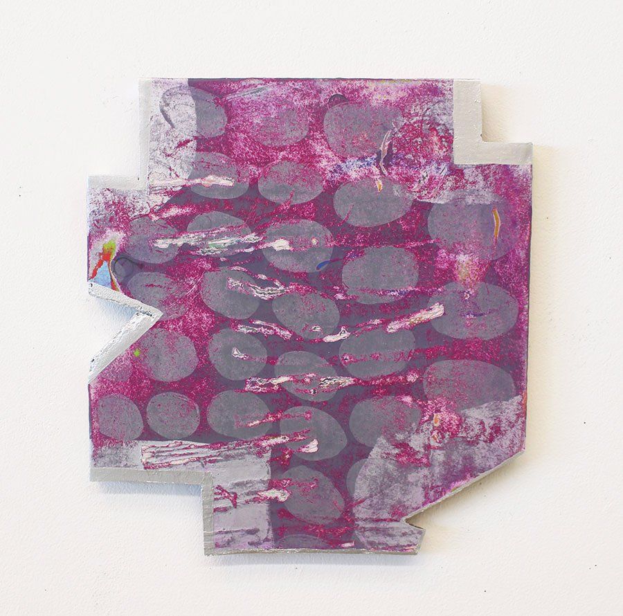 Violet 1, 2015-2020, acrylic, oil, and silver pigment on panel, 14 x 13 in.