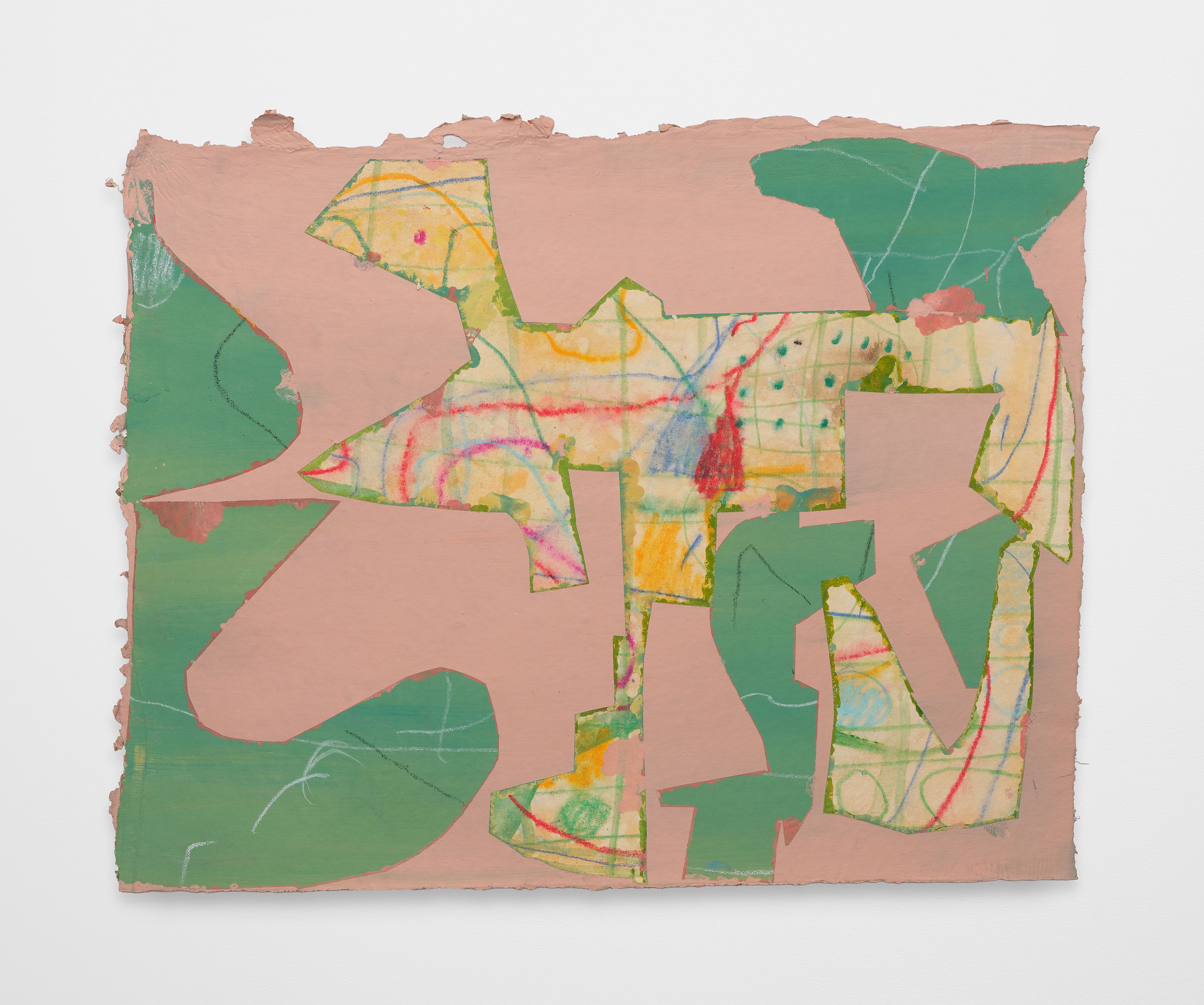 #32, 2024, gouache, flashe, watercolor, and pencil on paper, 13 x 16 in.