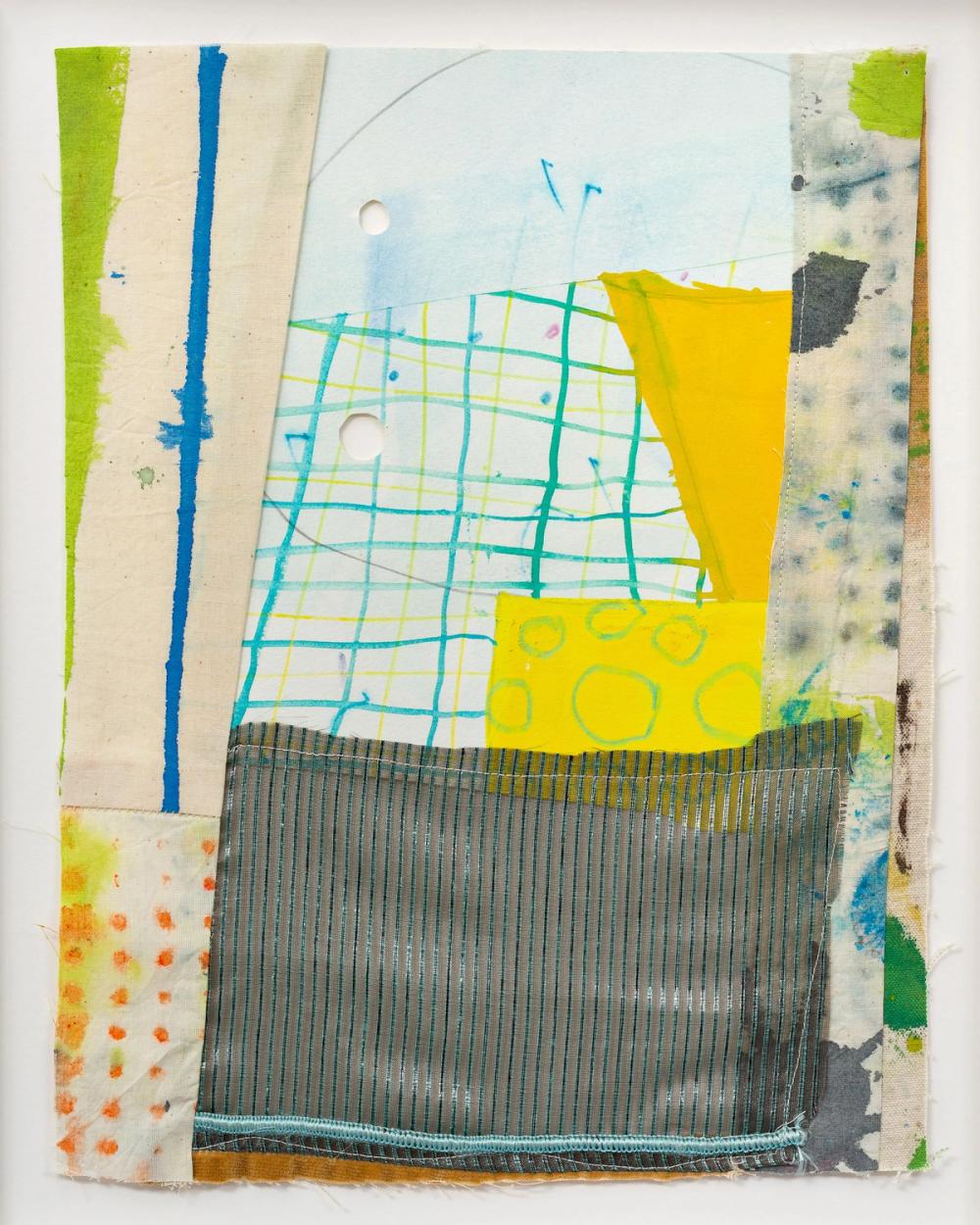 Could Be #32, 2020, acrylic, gouache, pencil, ink, paper, fabric, glue, paper, and thread, 13 x 11 in.