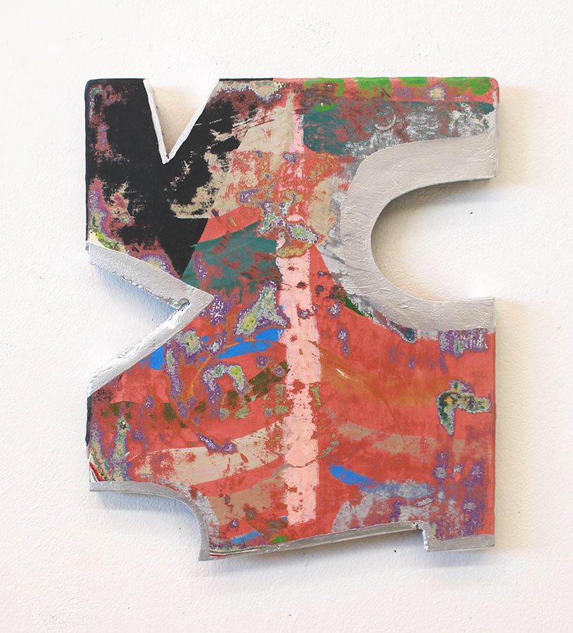Flame, 2015-2020, acrylic, oil, and silver pigment on panel, 12 x 9 in.