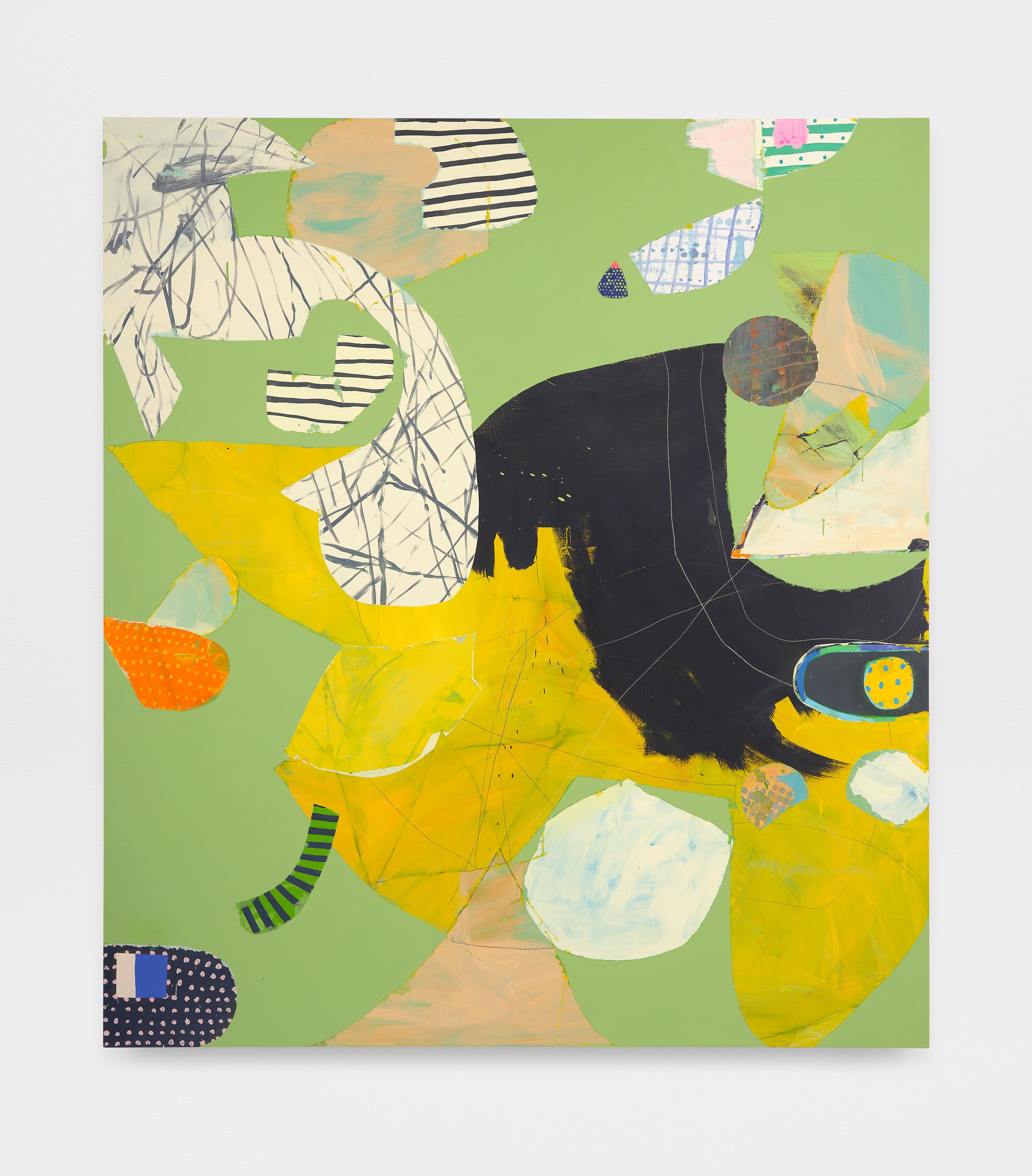 Unspoken Need, 2025, acrylic, gouache, flashe, and oil on canvas, 90 x 80 in.
