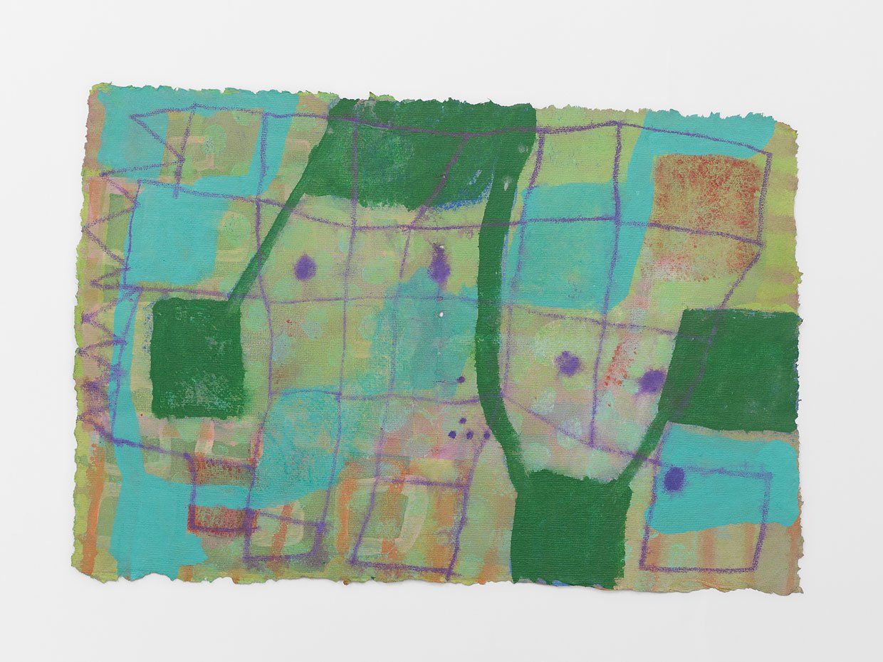 Felt Grid, 2022, watercolor and gouache on Indian paper, 9 3/4 x 14 1/2