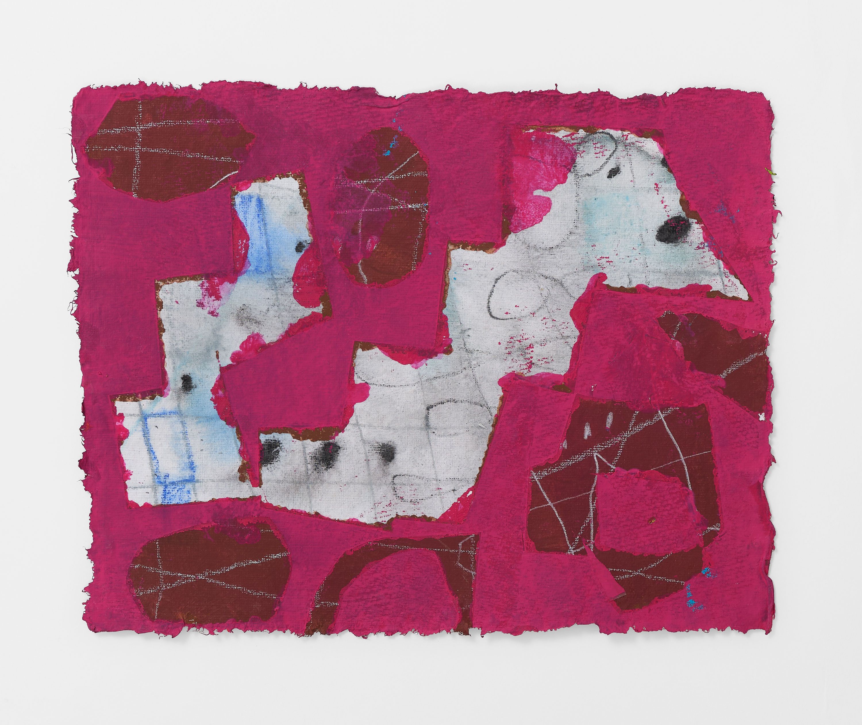 #5 Carmine, 2024, gouache, flashe, pencil on paper 7.5 x 10 in.