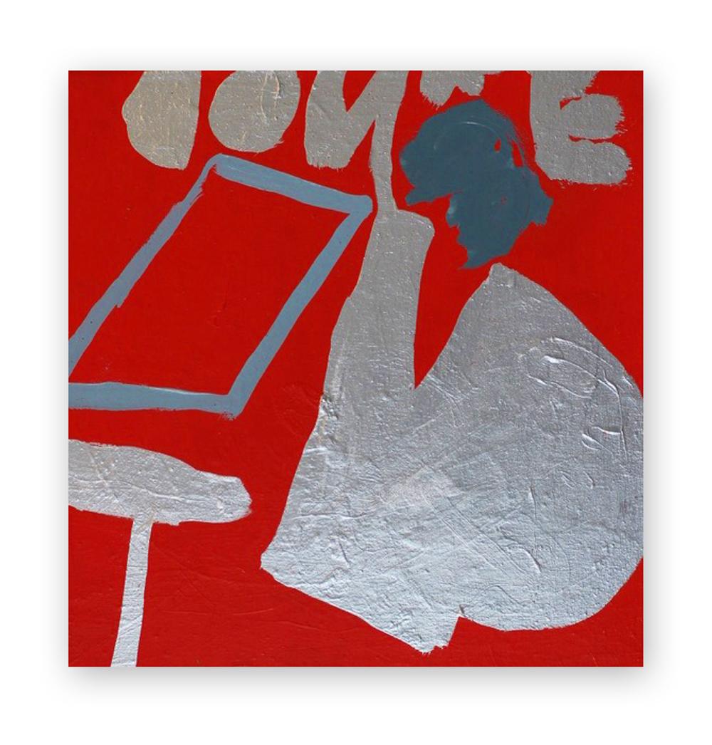 Bone, 2017, oil and silver pigment on canvas, 10 x 10 in.