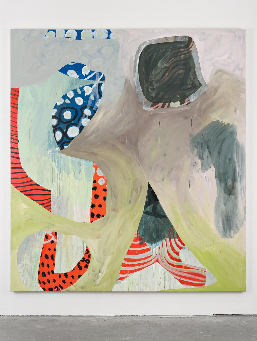 Dodgeball, 2016, acrylic and oil on canvas, 80 x 70 in.