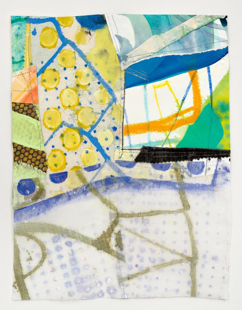 Could Be #23, 2000, acrylic, gouache, pencil, ink, paper, fabric, glue, paper, and thread, 13 x 11 in.