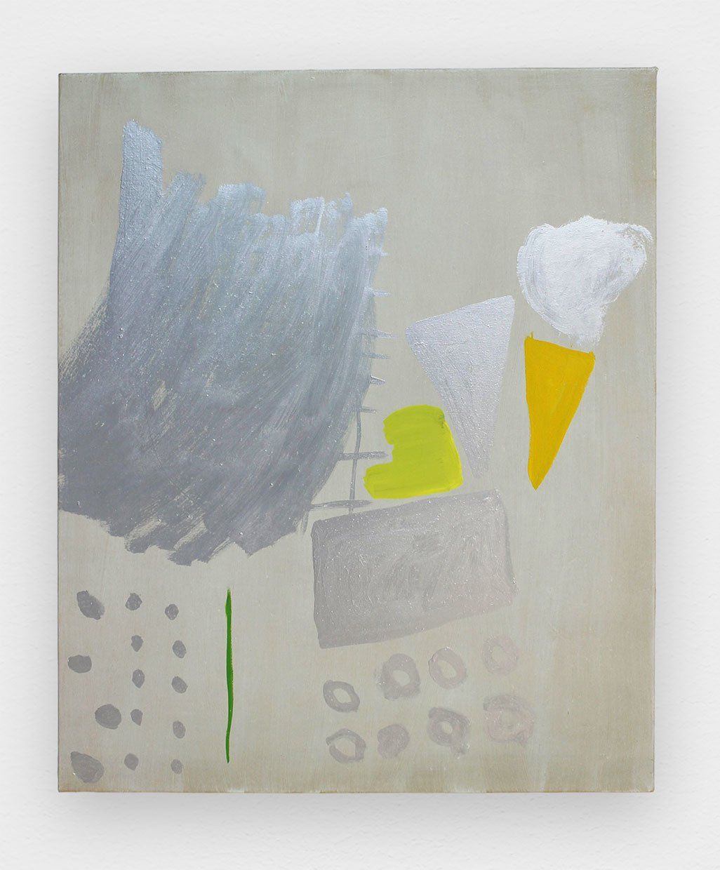 Break Point, 2018, oil and silver pigment on canvas, 20 x 18 in