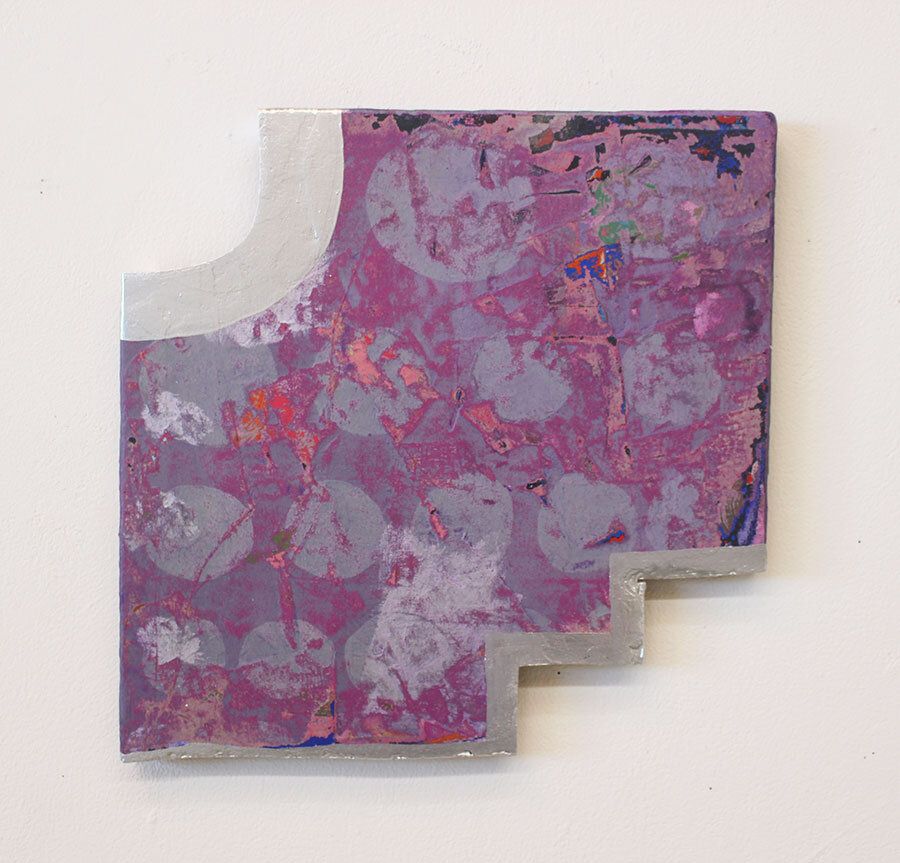 Violet 2, 2015-2020, acrylic, oil, and silver pigment on panel, 14 x 13 in.