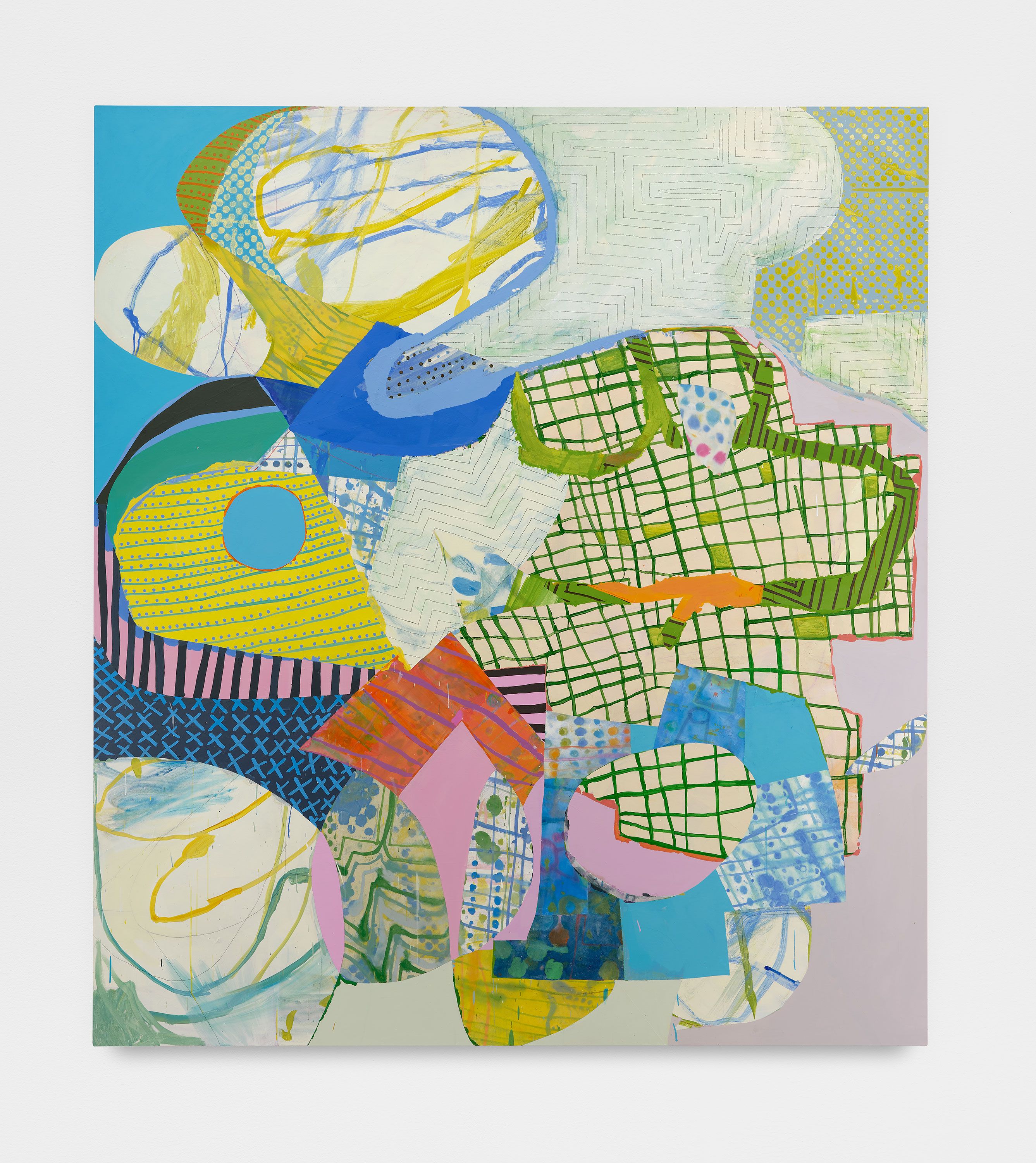 Tough Love, 2025, acrylic, gouache, flashe, on canvas, 90 x 80 in.