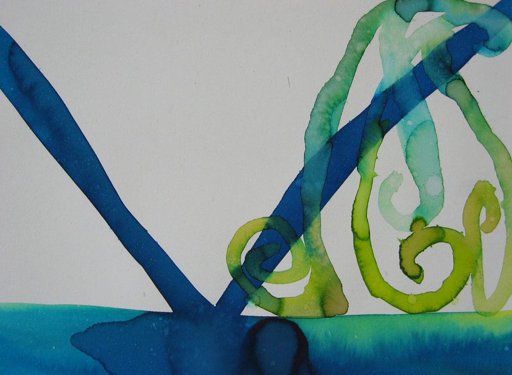 Apple Blue, 2009, watercolor on paper, 12 x 16 in.