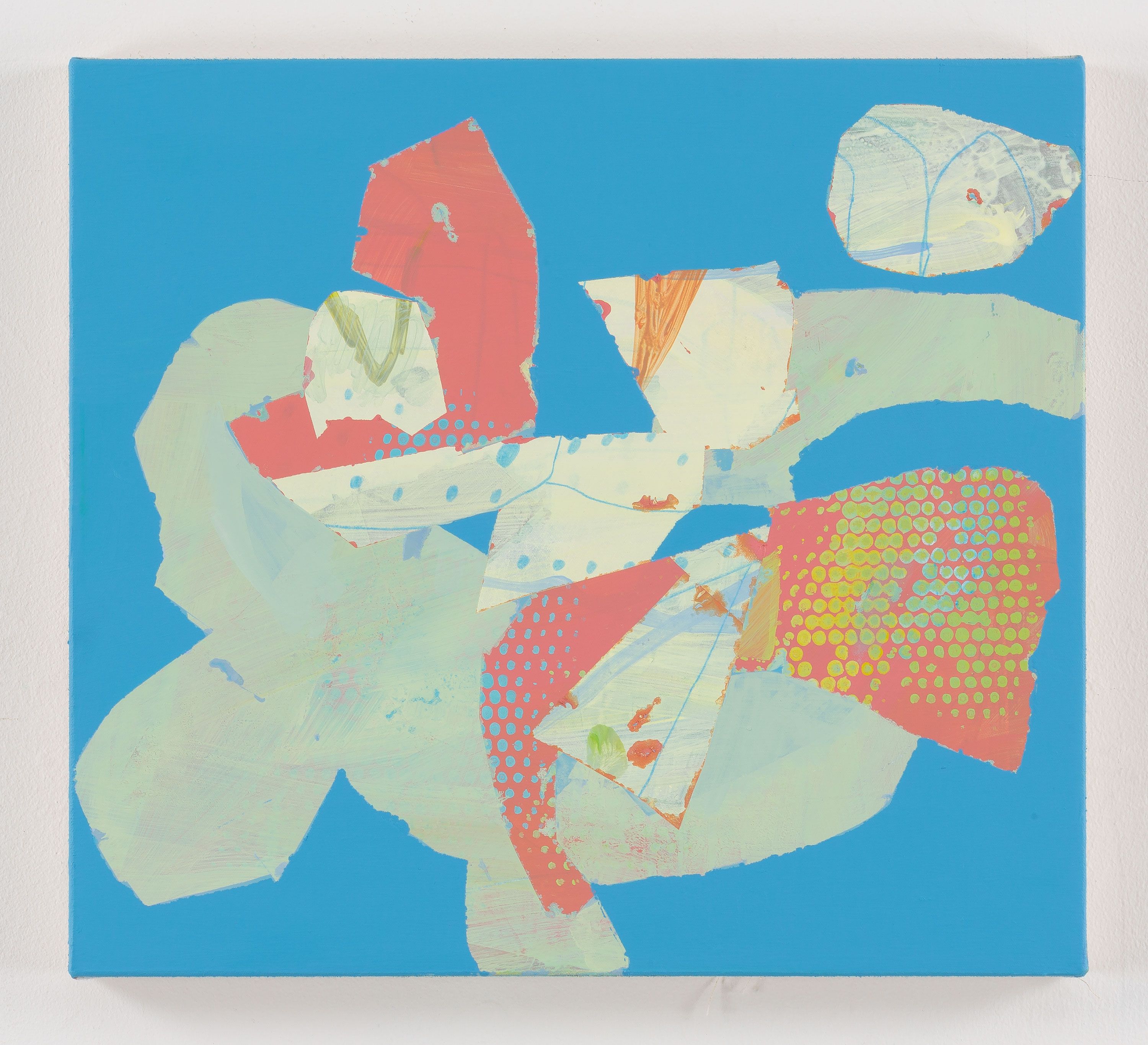 Blue Noise, 2025, acrylic, flashe, gouache, on canvas 18 x 20 in.