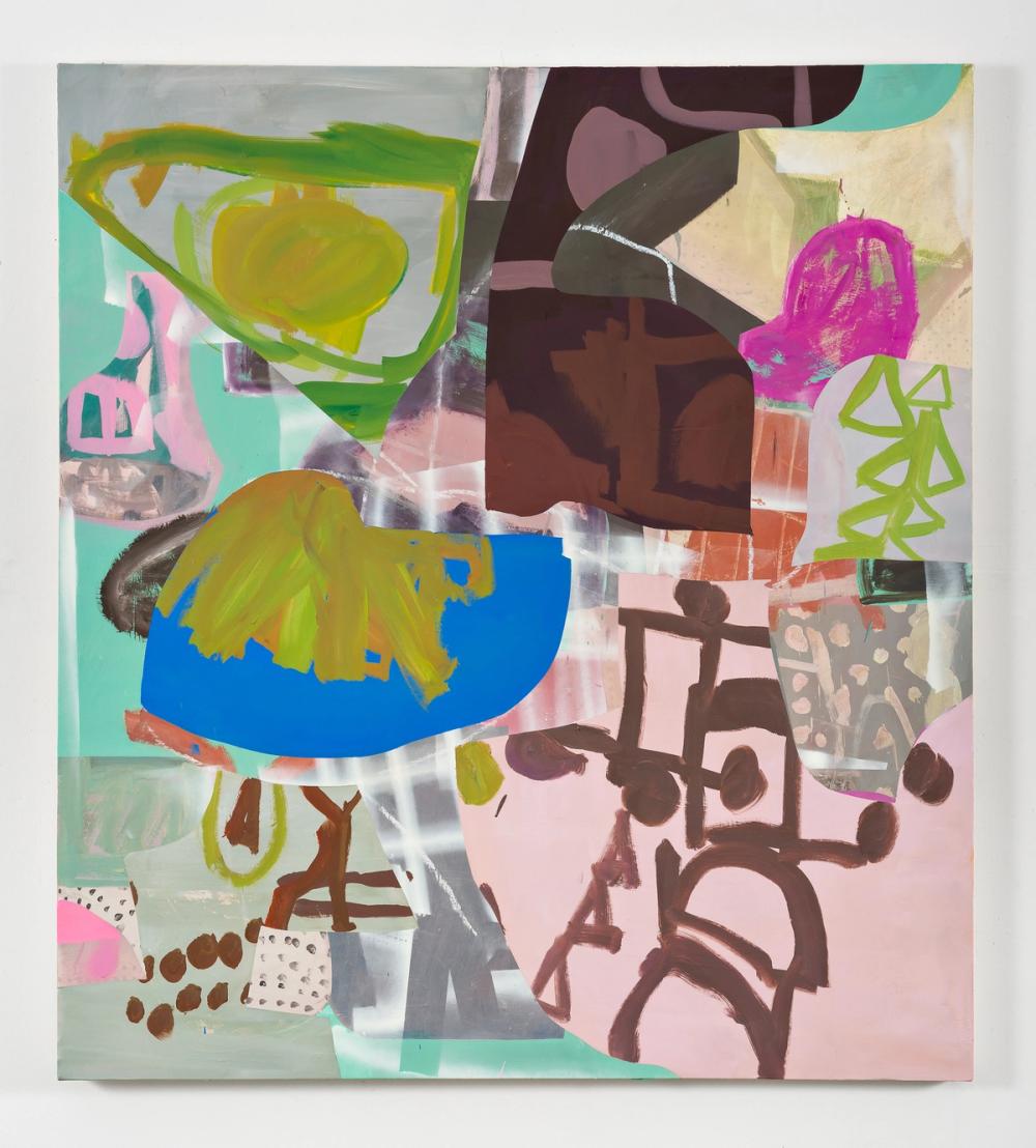 Seismic, 2019, acrylic and oil on canvas, 55 x 50 in.