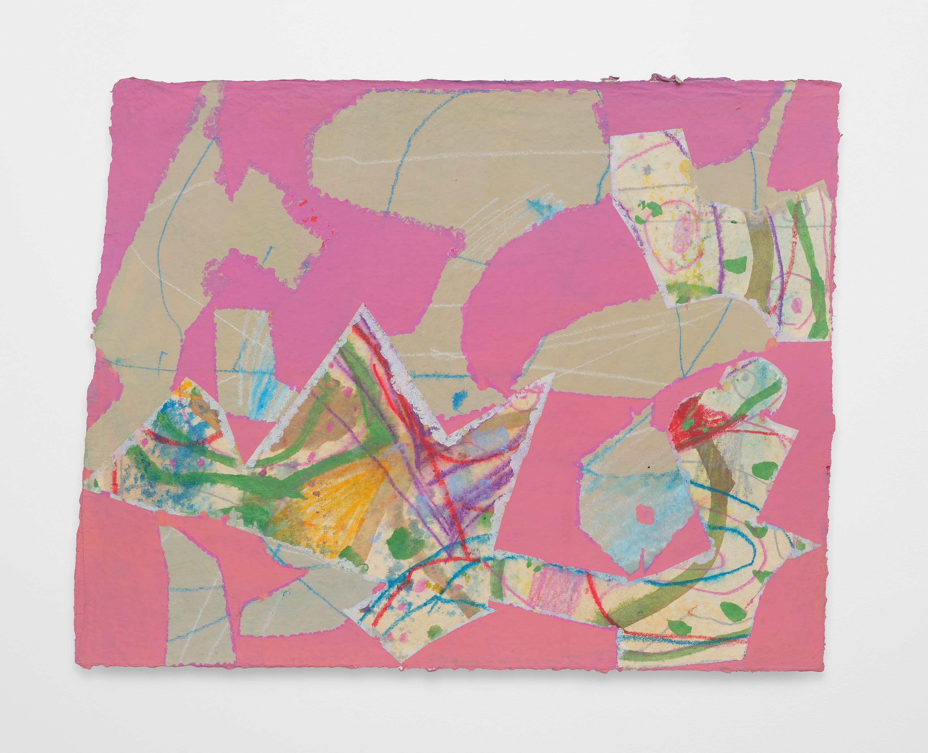 #19P, 2024, gouache, flashe, watercolor, and pencil on paper, 113 x 16 in..