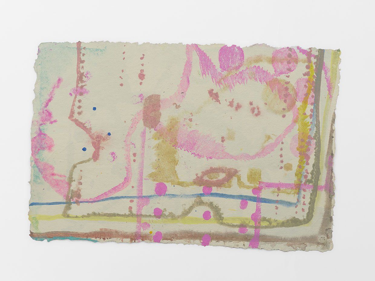 PinkPg, 2022, watercolor and gouache on Indian paper, 9 3/4 x 14 1/2